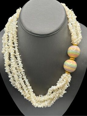 MOP Multi Strand Asymmetrical Bead Necklace